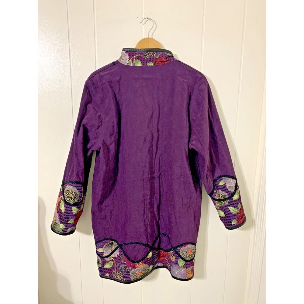 Koos of Course Reversible Jacket Asian Inspired Purple Floral Size Small Artsy - Picture 2 of 12